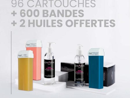 Pack 96 cartouches de cire + 2 huiles postepil + 600 bandes oxann offertes Sale