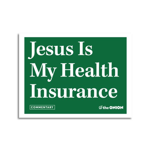 The Onion: Jesus Health Insurance Die-Cut Sticker Discount