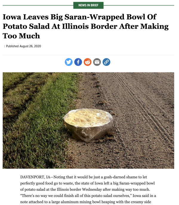 The Onion: Iowa Potato Salad Online now