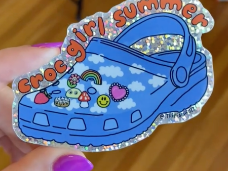 Peach Fuzz: Croc Girl Summer Glitter Sticker Cheap