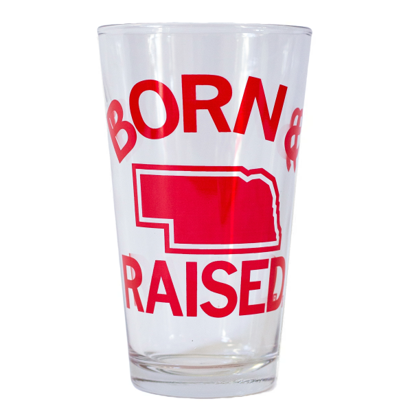 NE Born & Raised Pint Glass Cheap