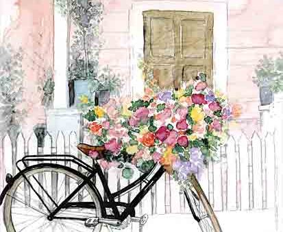 DOG283 - Flower Bicycle I - 12x16 Online Sale